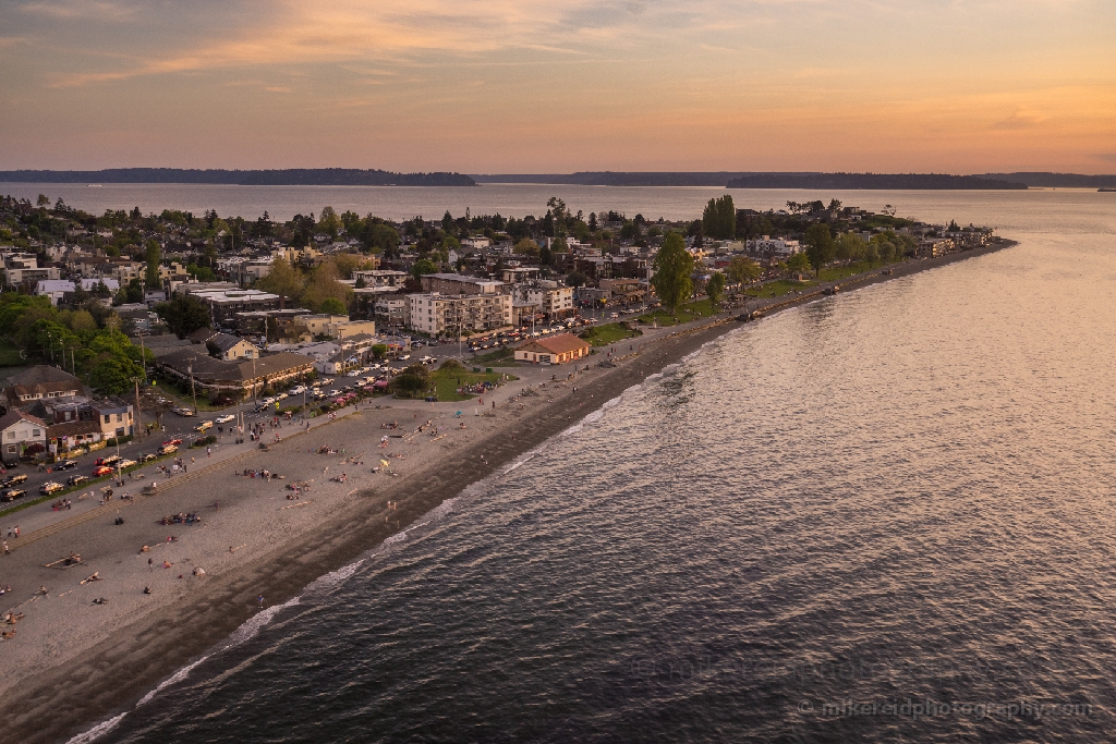 Aerial Alki Point Seattle Dusk